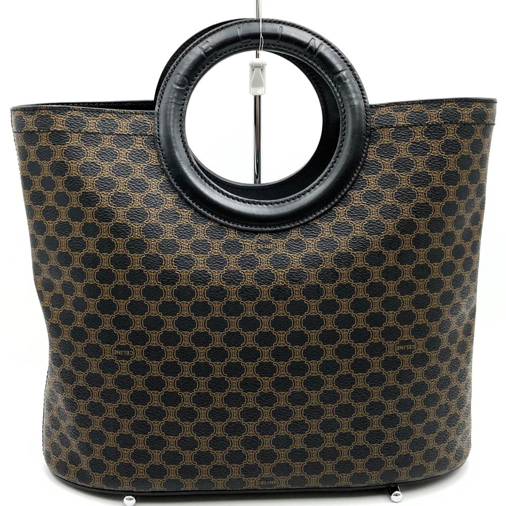 Celine MC97/2 Macadam Circle Handle Handbag PVC/Leather Black Pre-owned