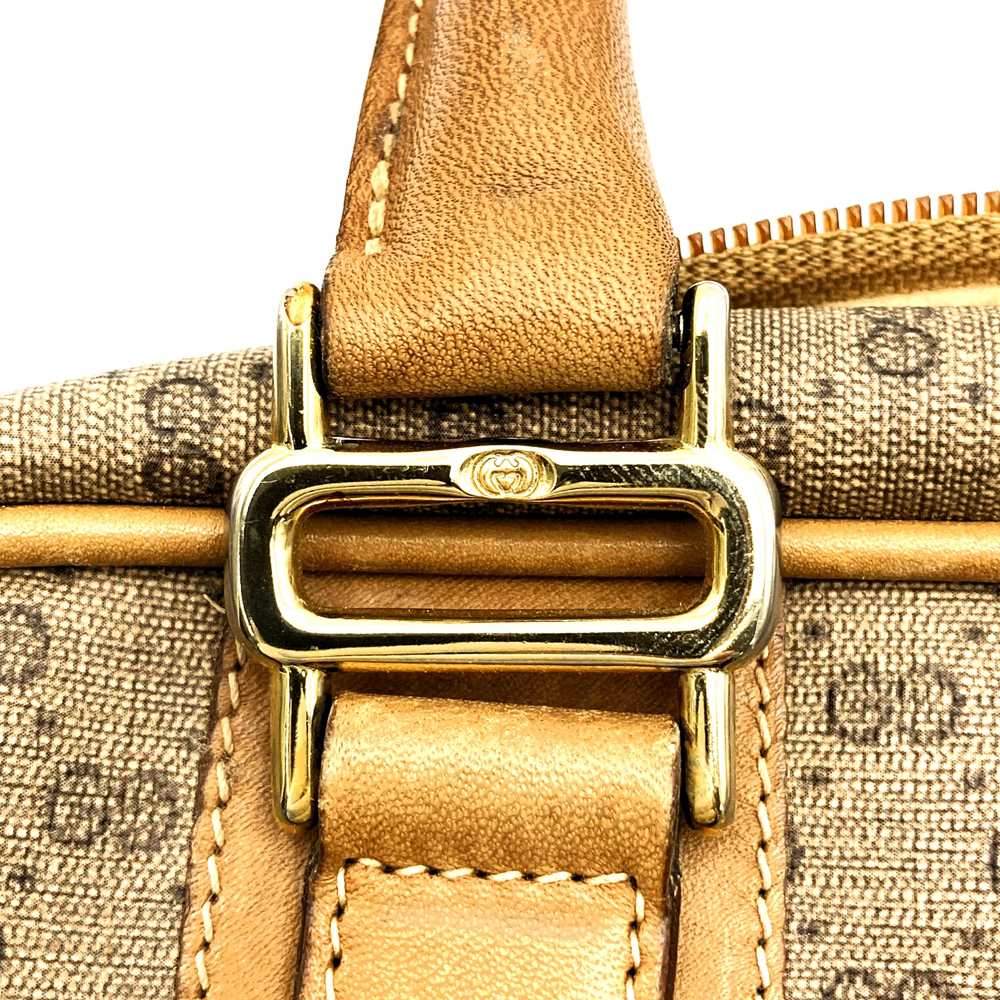 GUCCI Old Gucci Micro GG Handbag, Wide Opening, Vintage PVC/Leather, Beige/Brown PRE-OWNED