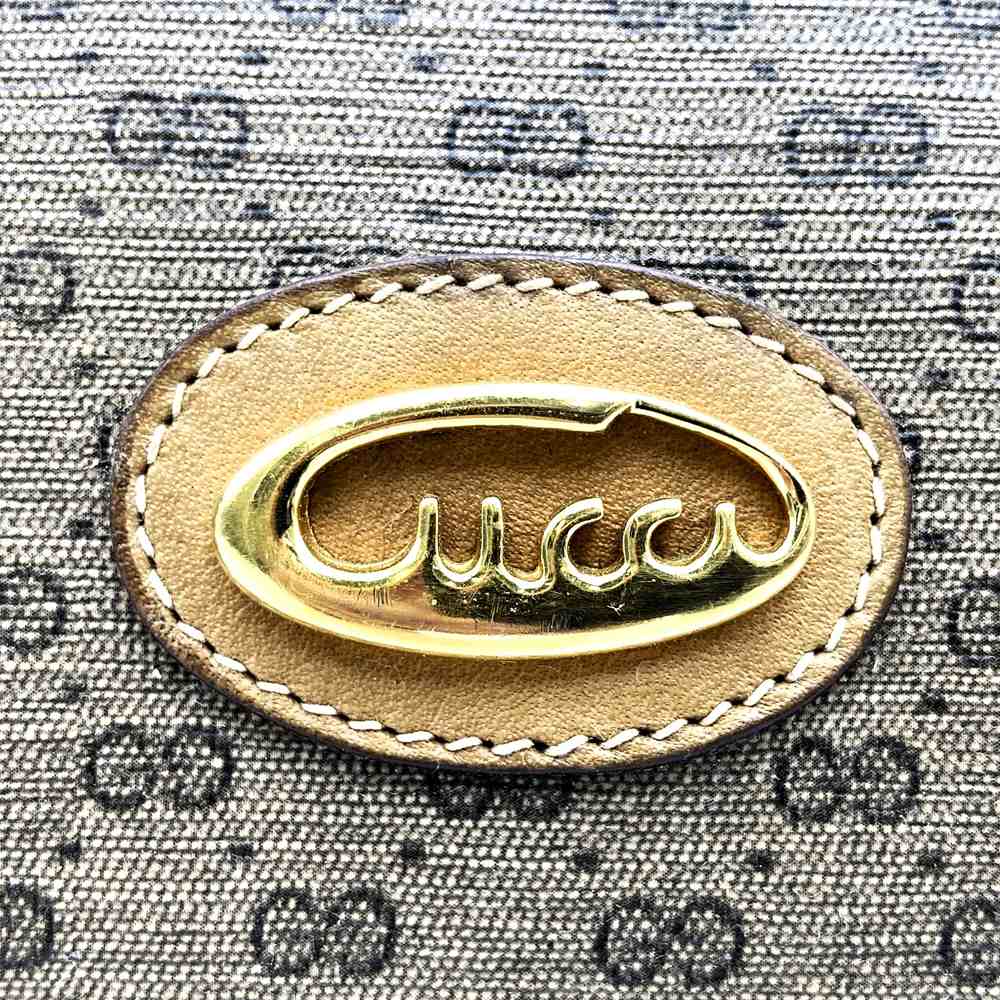 GUCCI Old Gucci Micro GG Handbag, Wide Opening, Vintage PVC/Leather, Beige/Brown PRE-OWNED