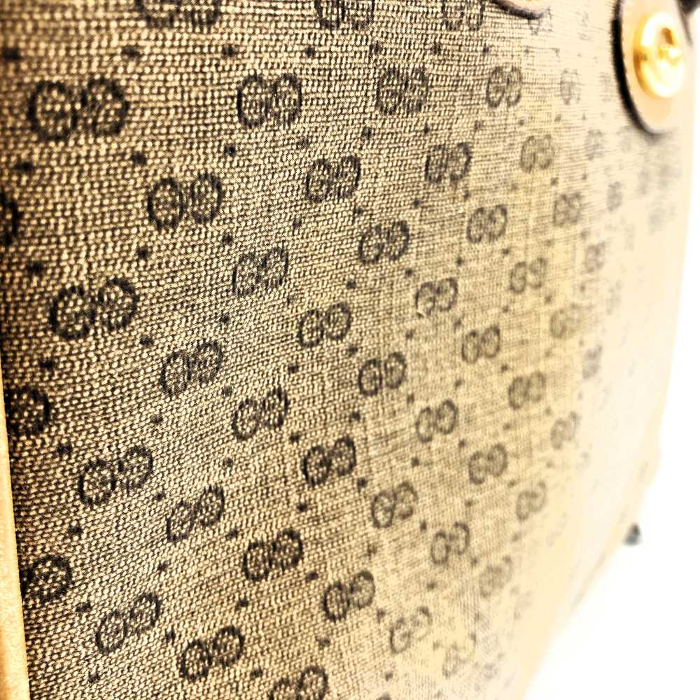 GUCCI Old Gucci Micro GG Handbag, Wide Opening, Vintage PVC/Leather, Beige/Brown PRE-OWNED