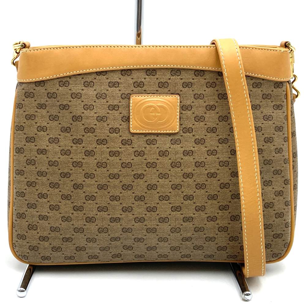 GUCCI Micro GG Shoulder Bag, PVC Leather, Brown, Women's, Old Gucci Vintage PRE-OWNED