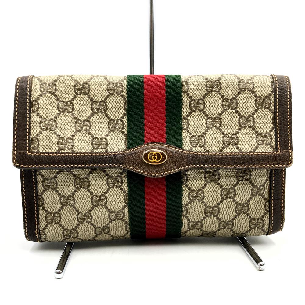 GUCCI Old Gucci 41 001 3087 25 Clutch Bag Second Bag Vintage Accessory GG Supreme Brown PRE-OWNED