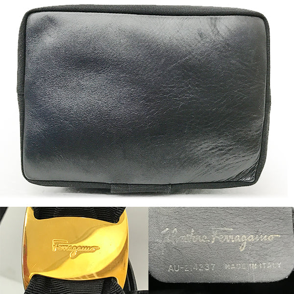 Salvatore Ferragamo Vara Shoulder Bag/Backpack Canvas/Leather Black Pre-owned
