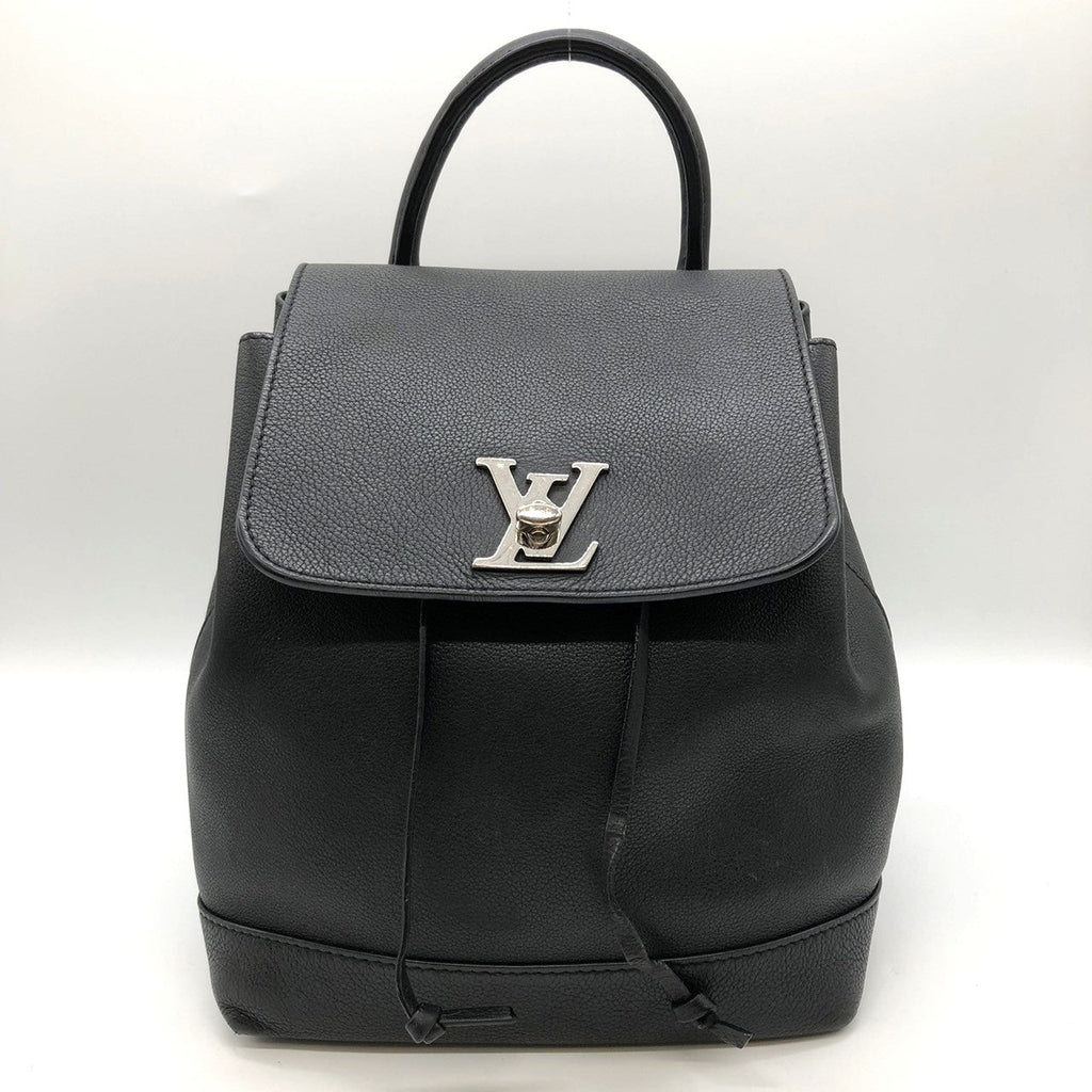LOUIS VUITTON Lockme Backpack M41815, Black Leather, Women's PRE-OWNED