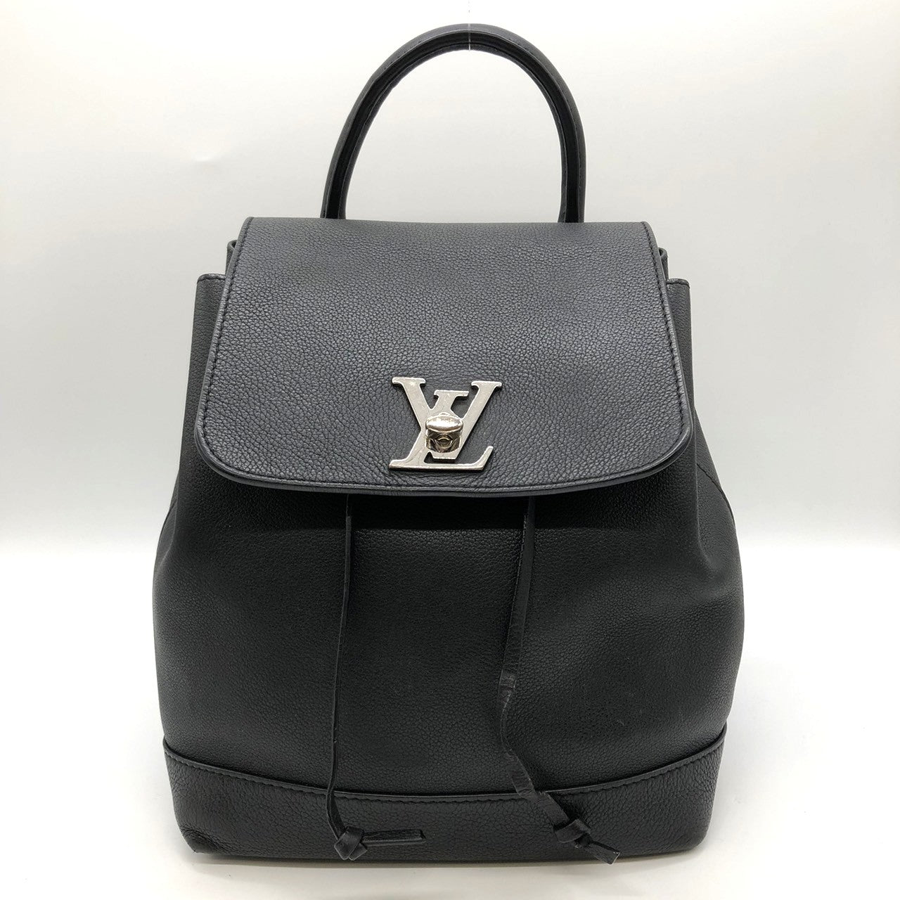 LOUIS VUITTON Lockme Backpack M41815, Black Leather, Women's PRE-OWNED