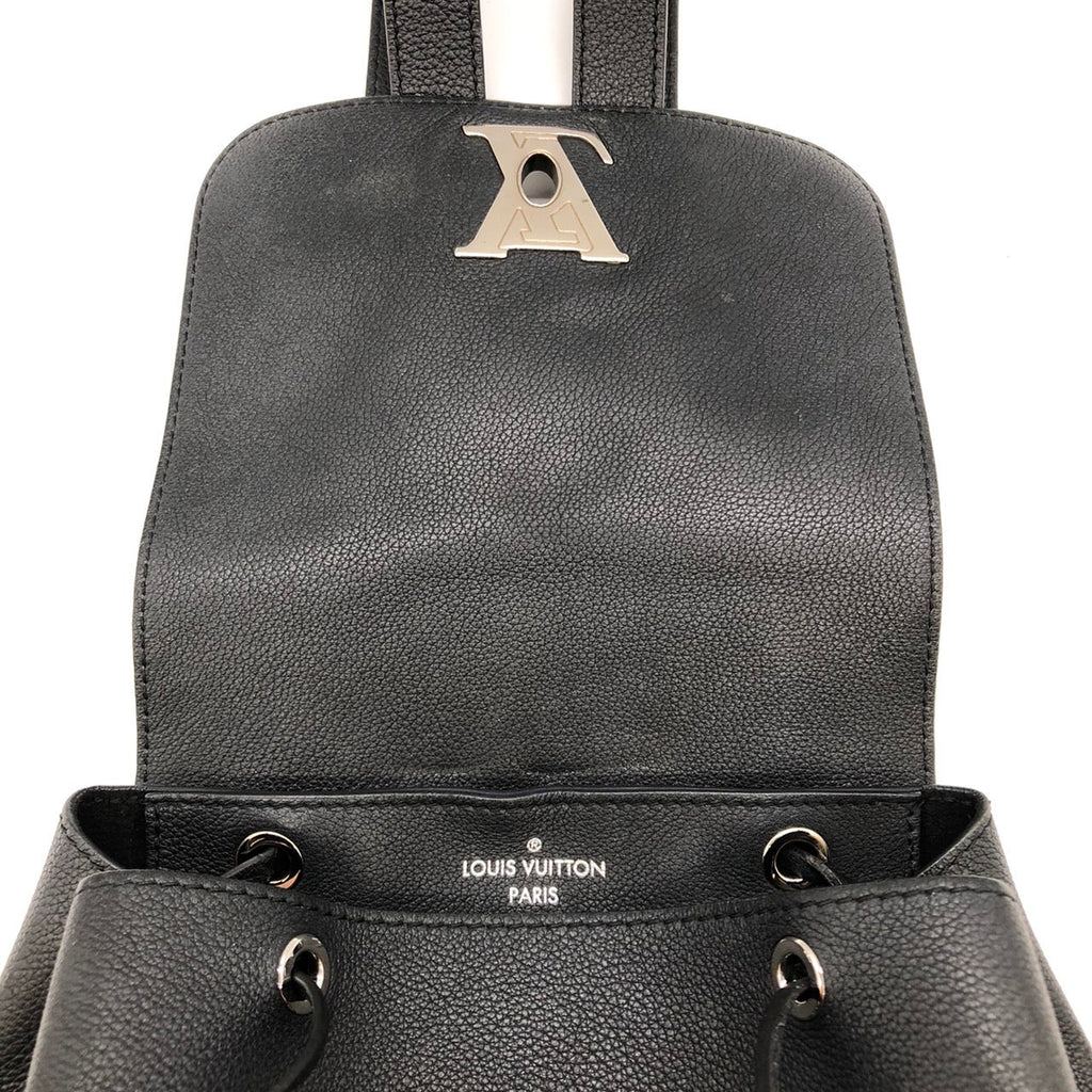 LOUIS VUITTON Lockme Backpack M41815, Black Leather, Women's PRE-OWNED