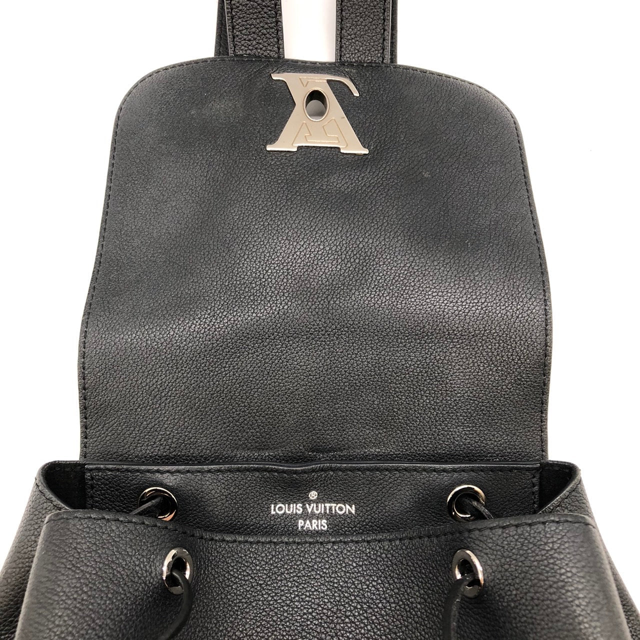LOUIS VUITTON Lockme Backpack M41815, Black Leather, Women's PRE-OWNED