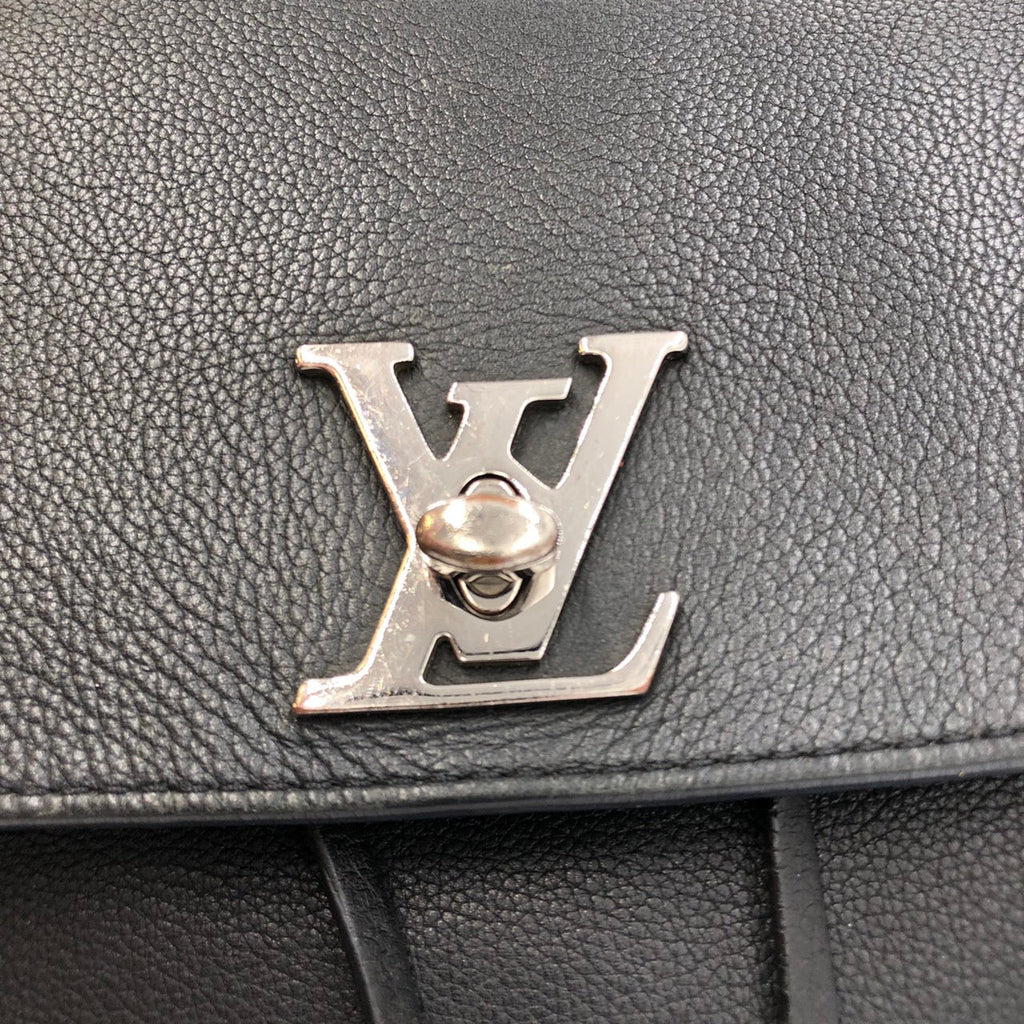 LOUIS VUITTON Lockme Backpack M41815, Black Leather, Women's PRE-OWNED
