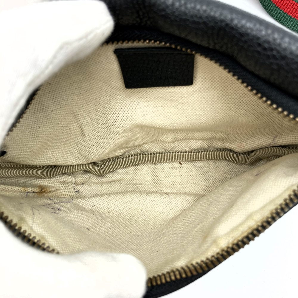 Gucci 527792 Sherry Line Small Waist Bag/Body Bag Leather Black Pre-owned