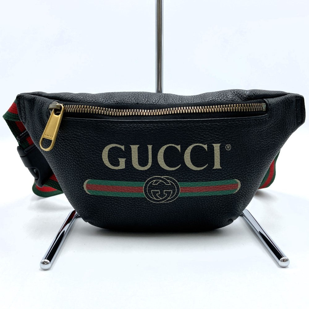 Gucci 527792 Sherry Line Small Waist Bag/Body Bag Leather Black Pre-owned