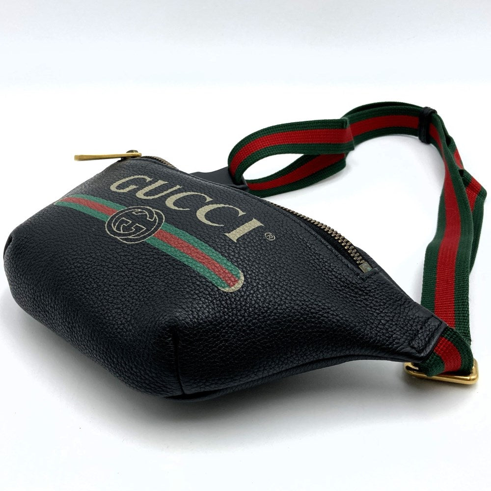 Gucci 527792 Sherry Line Small Waist Bag/Body Bag Leather Black Pre-owned