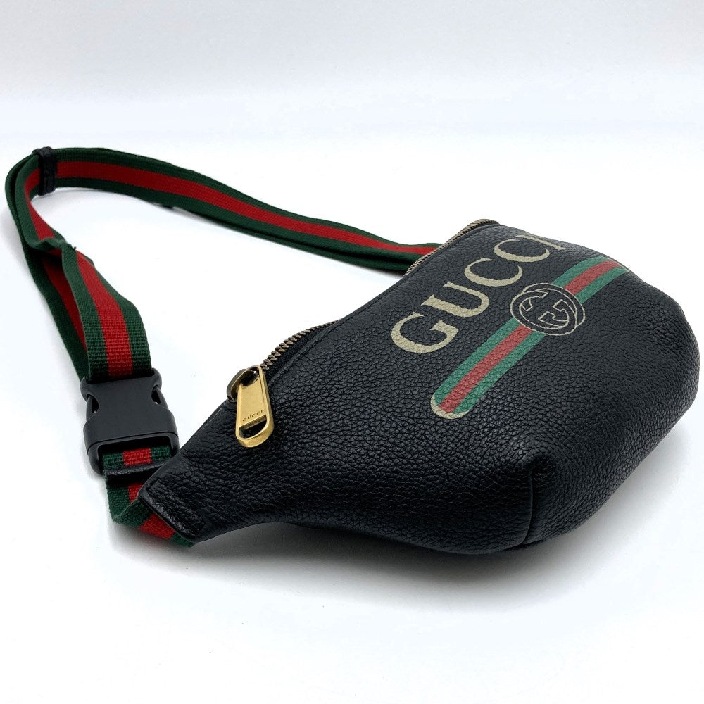 Gucci 527792 Sherry Line Small Waist Bag/Body Bag Leather Black Pre-owned