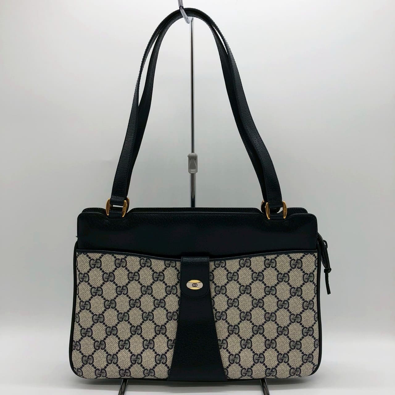 Gucci 86 02 Shoulder Bag/Handbag/Tote GG Supreme Leather Navy Pre-owned