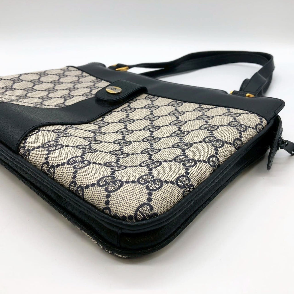 Gucci 86 02 Shoulder Bag/Handbag/Tote GG Supreme Leather Navy Pre-owned