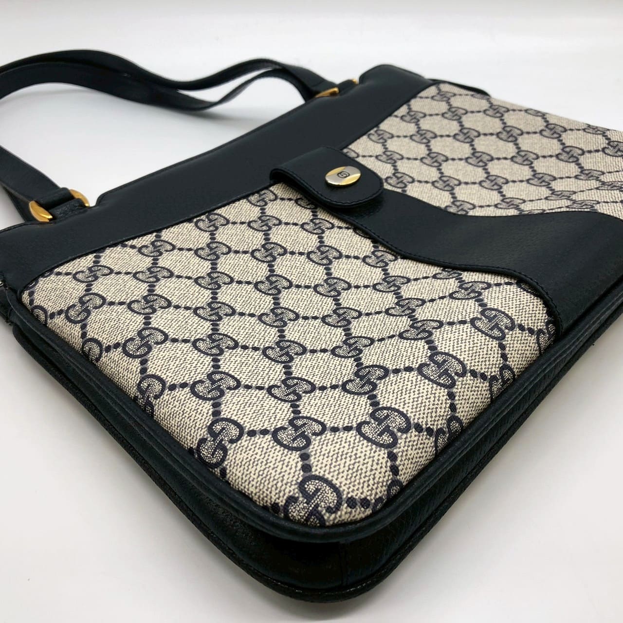 Gucci 86 02 Shoulder Bag/Handbag/Tote GG Supreme Leather Navy Pre-owned