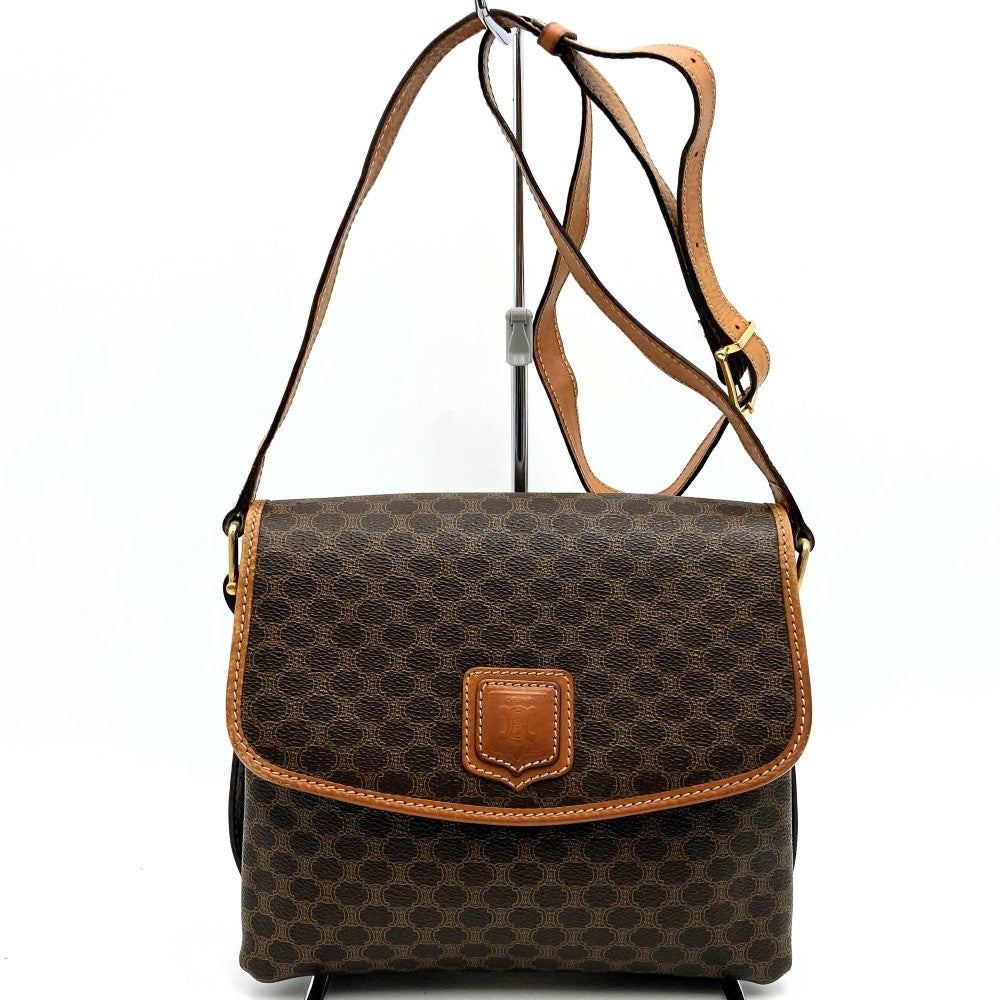 [Final Price Reduction!] CELINE Macadam Crossbody Shoulder Bag, Flap Type, PVC Leather, Brown, Vintage, Women's PRE-OWNED