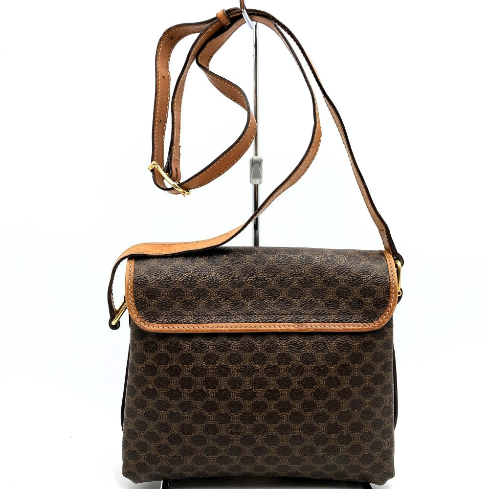 [Final Price Reduction!] CELINE Macadam Crossbody Shoulder Bag, Flap Type, PVC Leather, Brown, Vintage, Women's PRE-OWNED