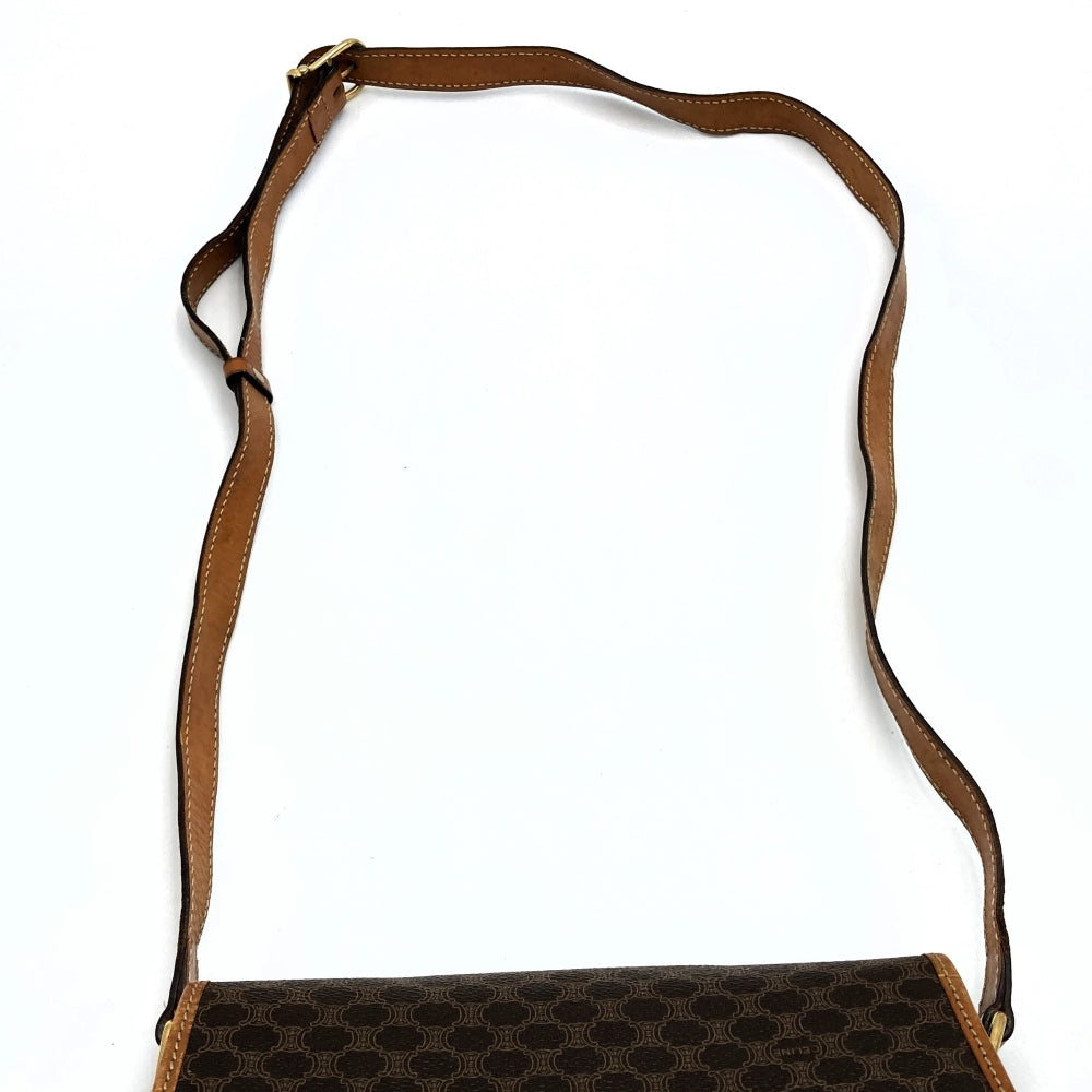 [Final Price Reduction!] CELINE Macadam Crossbody Shoulder Bag, Flap Type, PVC Leather, Brown, Vintage, Women's PRE-OWNED