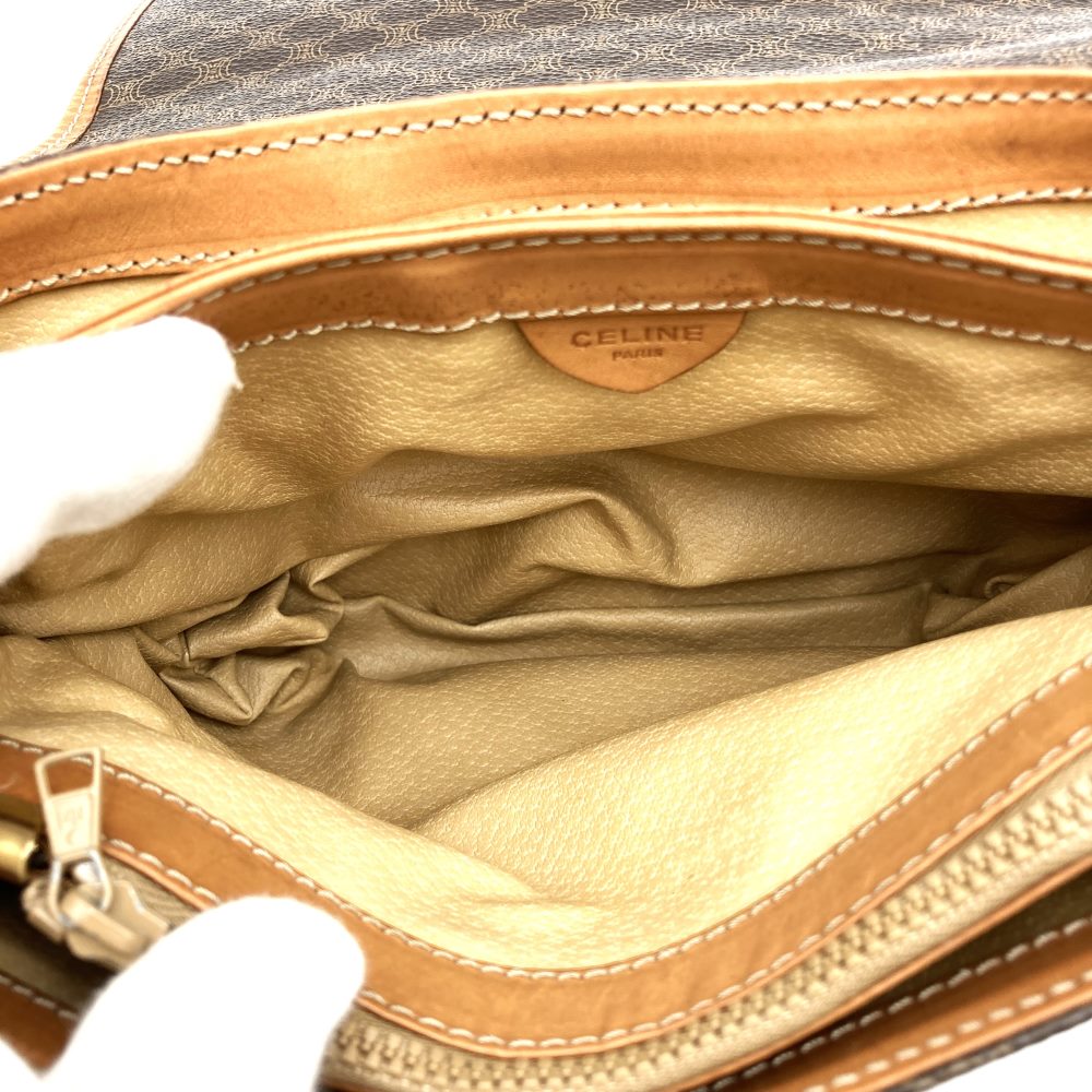 [Final Price Reduction!] CELINE Macadam Crossbody Shoulder Bag, Flap Type, PVC Leather, Brown, Vintage, Women's PRE-OWNED