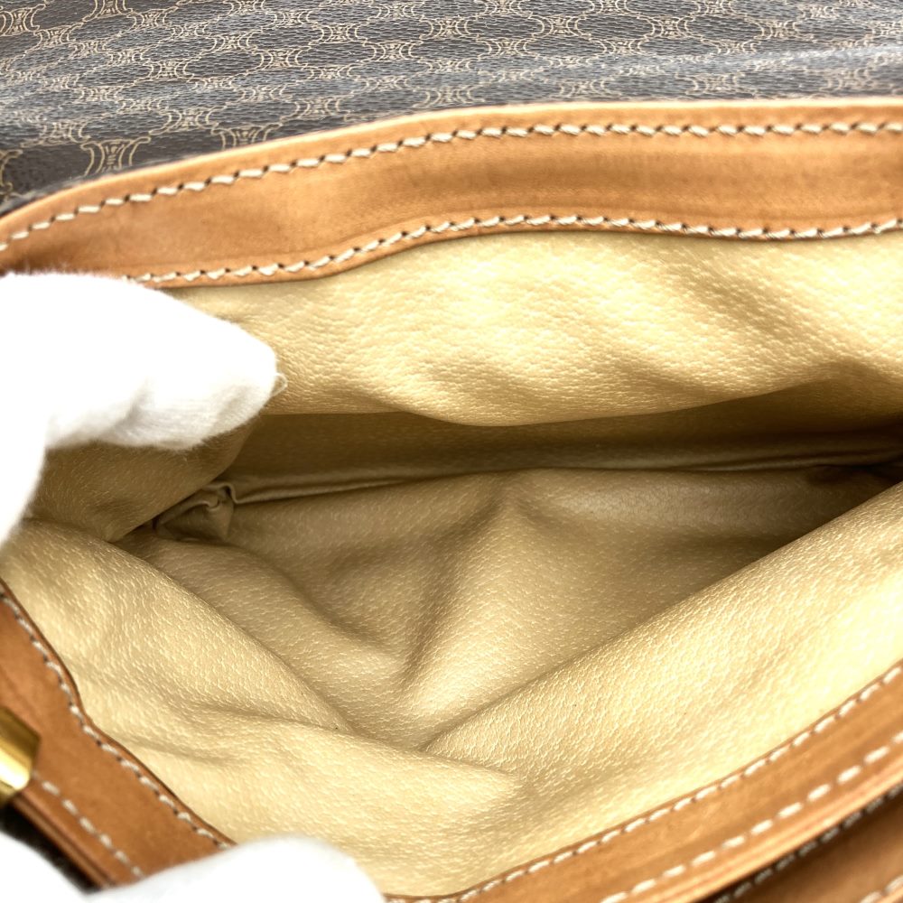 [Final Price Reduction!] CELINE Macadam Crossbody Shoulder Bag, Flap Type, PVC Leather, Brown, Vintage, Women's PRE-OWNED