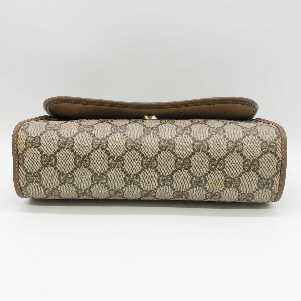 Gucci 89 01 030 Sherry Line Clutch Bag GG Supreme Brown Pre-owned