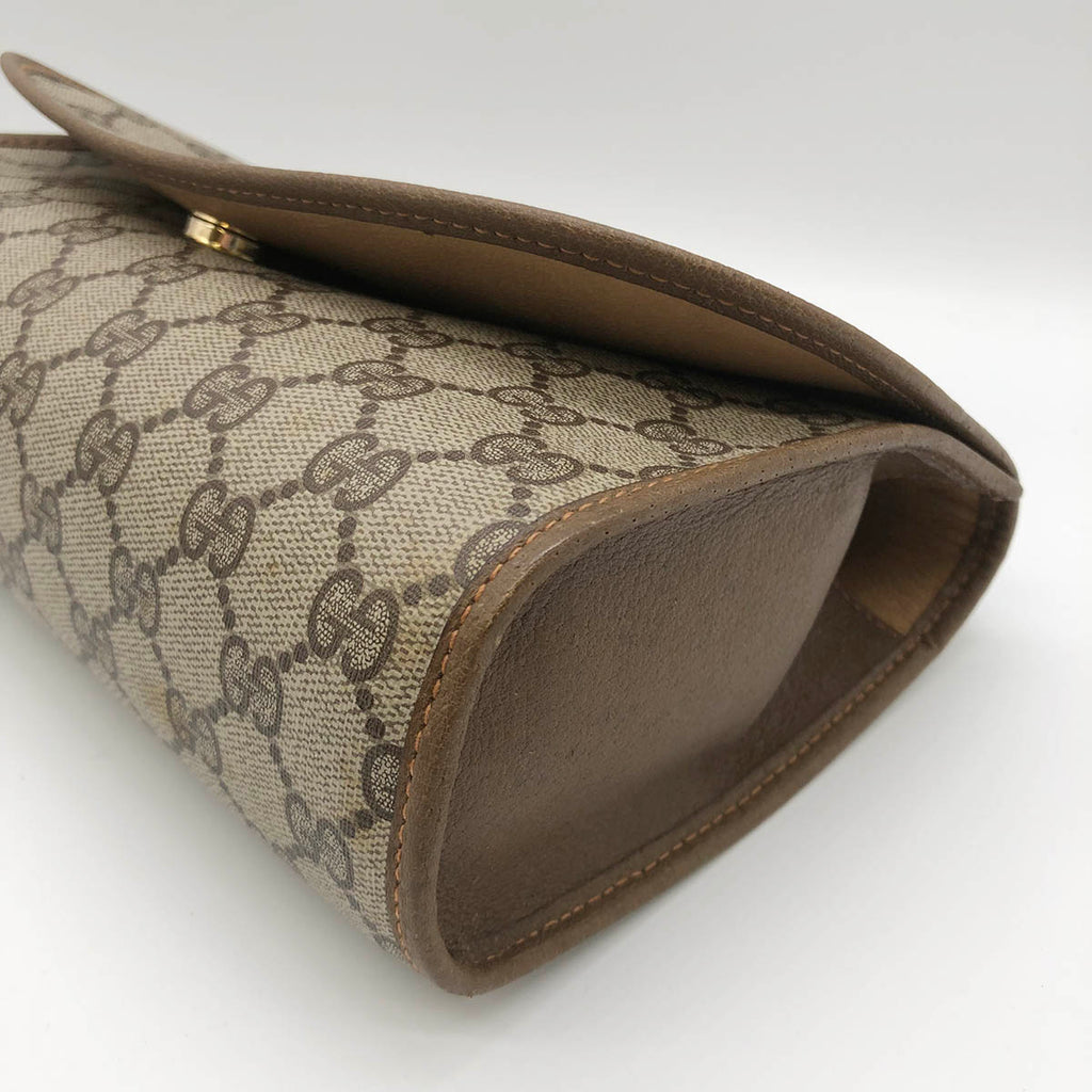Gucci 89 01 030 Sherry Line Clutch Bag GG Supreme Brown Pre-owned
