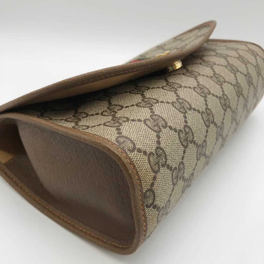 Gucci 89 01 030 Sherry Line Clutch Bag GG Supreme Brown Pre-owned