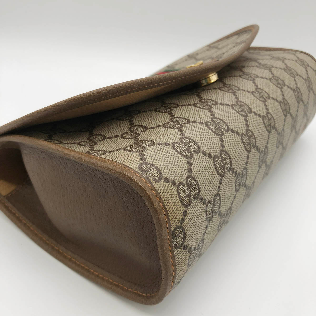 Gucci 89 01 030 Sherry Line Clutch Bag GG Supreme Brown Pre-owned