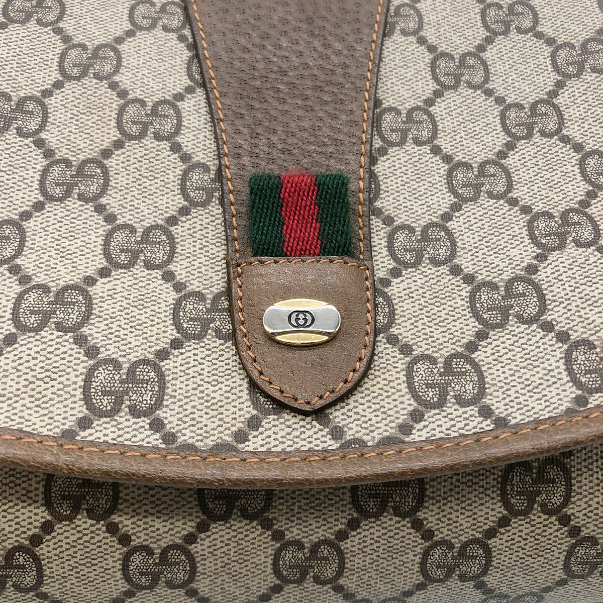 Gucci 89 01 030 Sherry Line Clutch Bag GG Supreme Brown Pre-owned