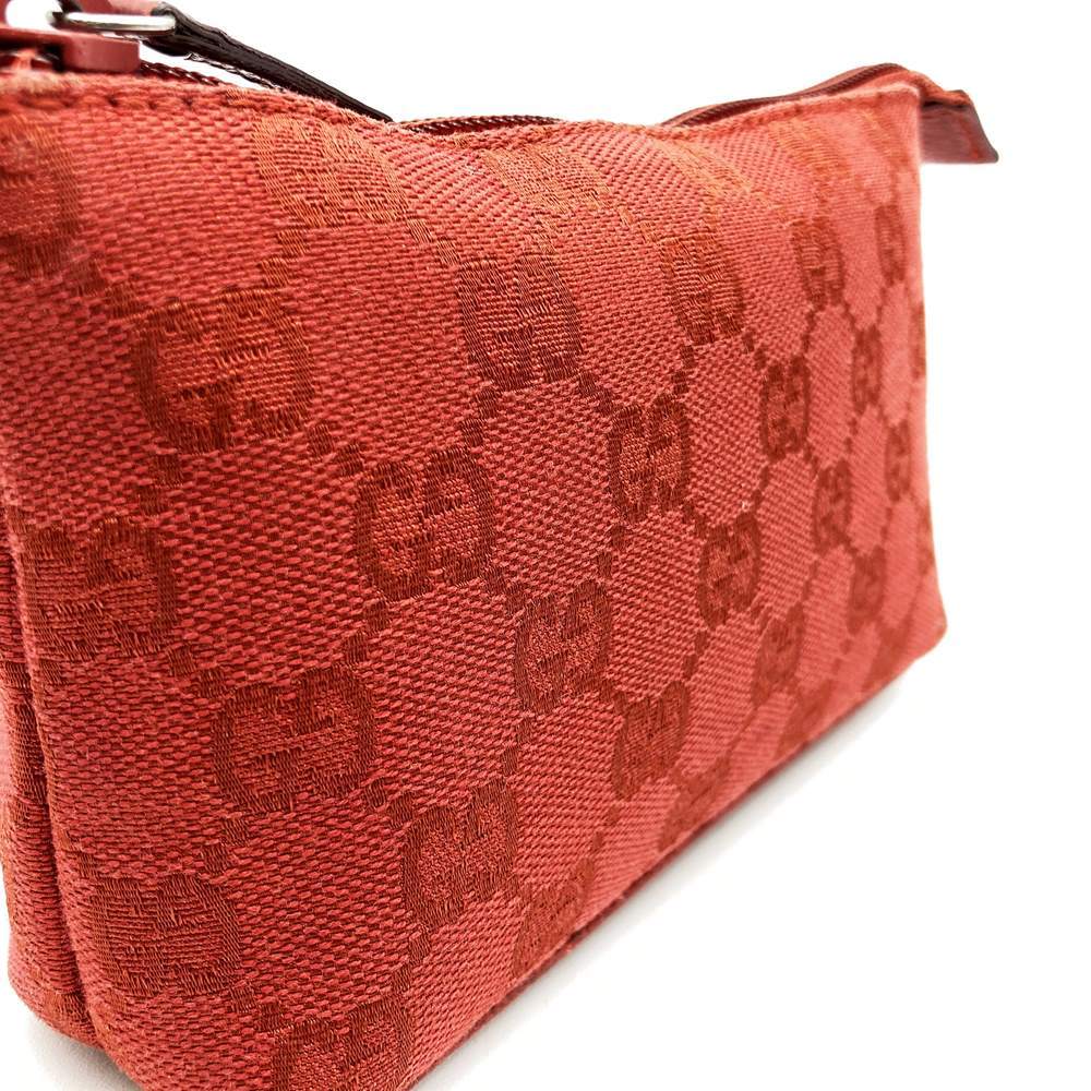 Gucci 115237 Pouch, Accessory Case, Makeup Pouch, Cosmetic Case, GG Canvas, Red PRE-OWNED