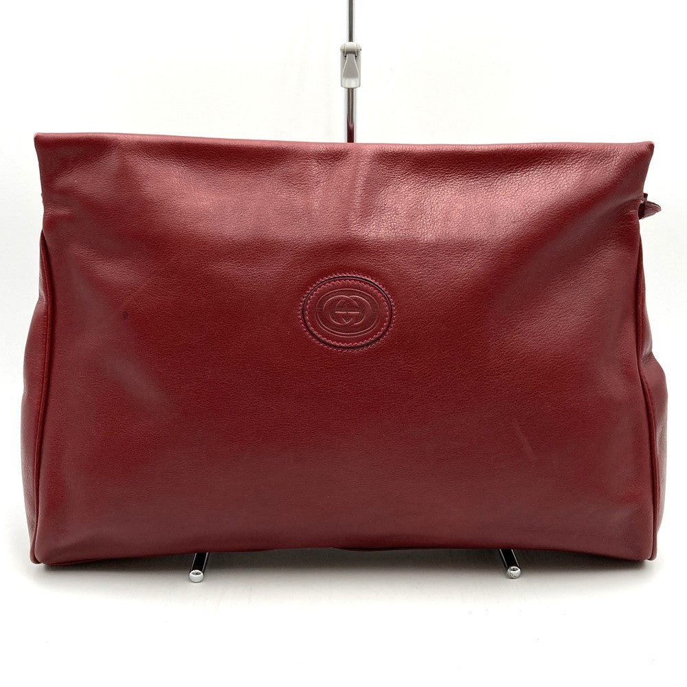 Old Gucci 004 110 0259 Clutch Bag Leather Wine Red PRE-OWNED