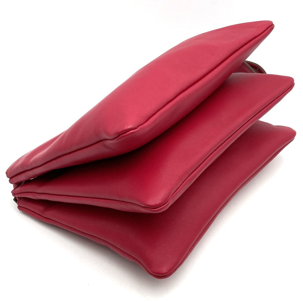 Celine Trio Shoulder Bag 0154, Crossbody, Dark Pink and Red Leather, High-End Brand PRE-OWNED