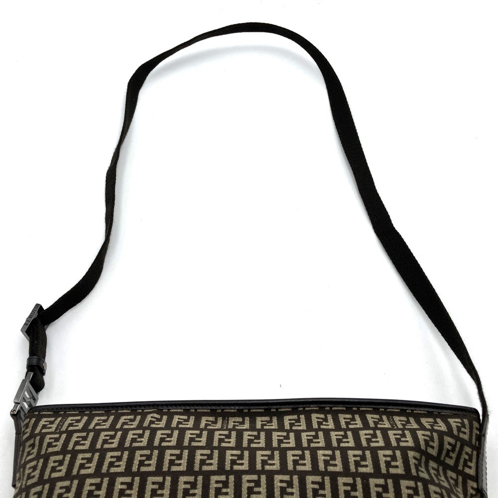 Fendi Zucchino Shoulder Bag/Crossbody Bag Canvas/Leather Brown Pre-owned