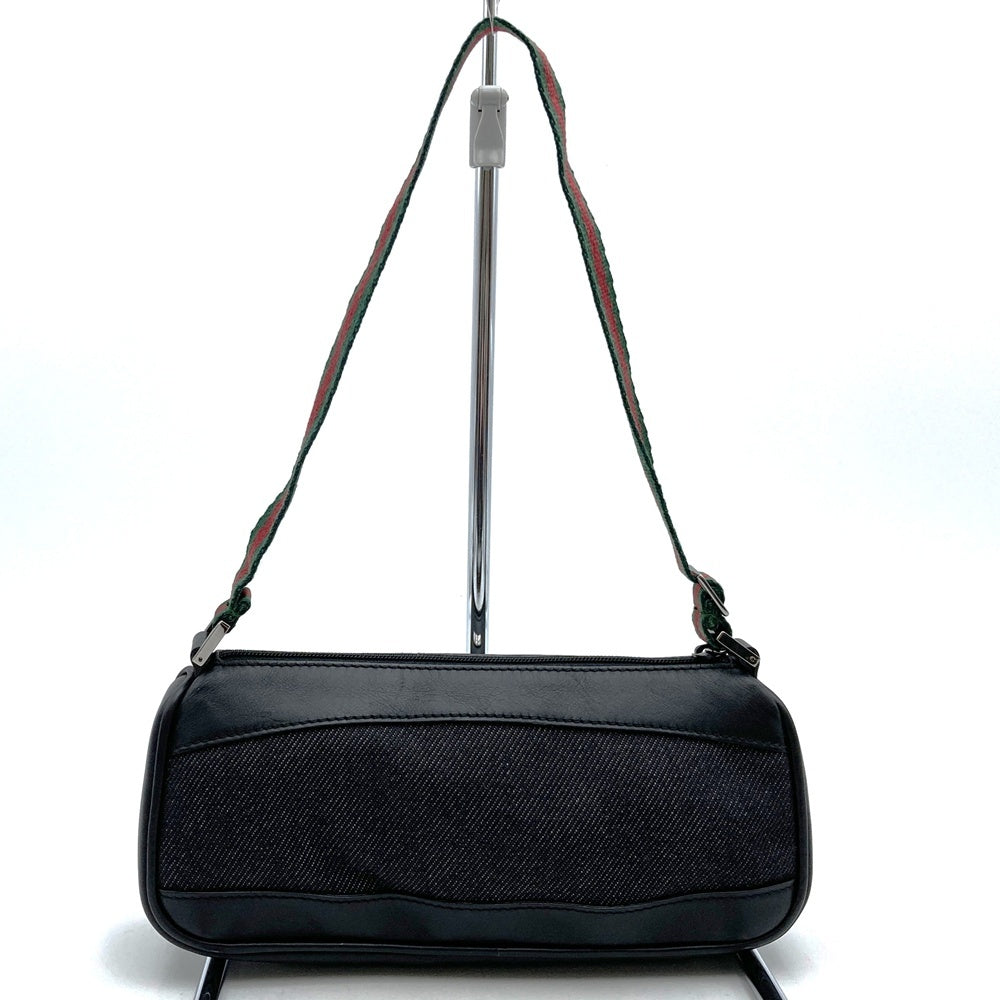 Gucci 92820 Pouch Handbag Black Canvas Sherry Line Brand Name PRE-OWNED