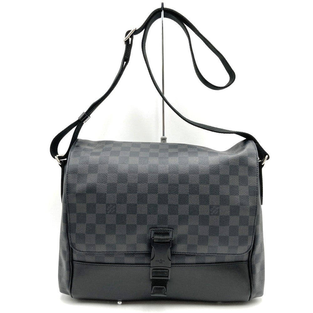 Louis Vuitton N41458 Messenger MM Crossbody Shoulder Bag Damier Graphite PVC/Leather Black Pre-owned