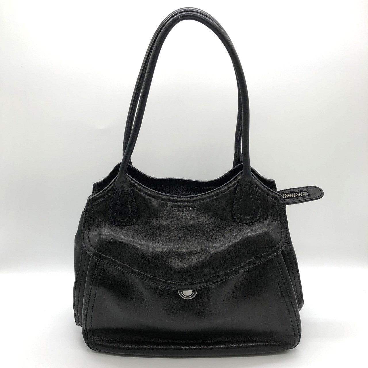 Prada handbag shoulder bag black leather PRE-OWNED