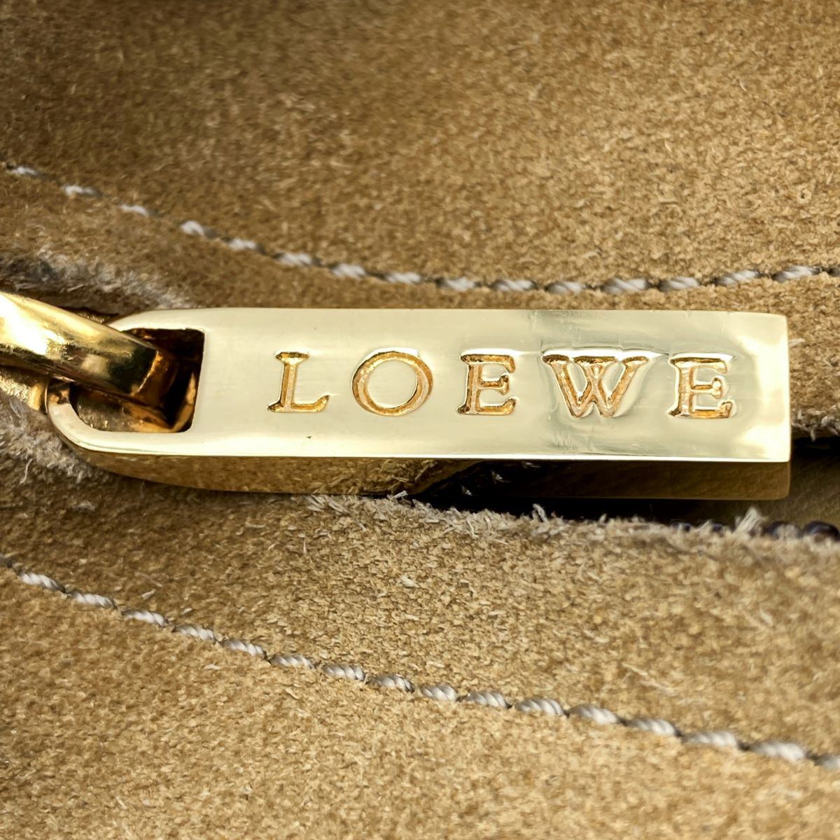 Loewe Handbag Suede Beige Pre-owned
