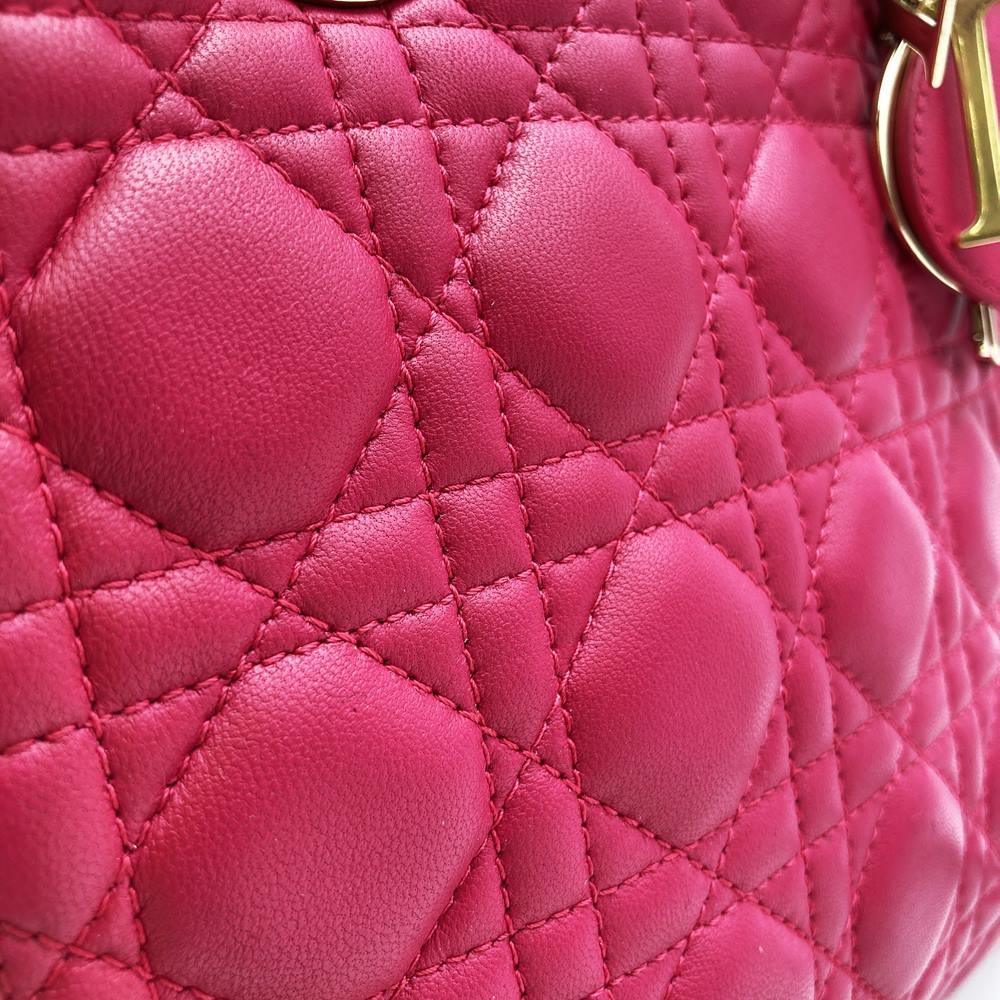 Dior Lady Dior Medium 2-Way Shoulder Bag/Handbag Leather Pink Pre-owned