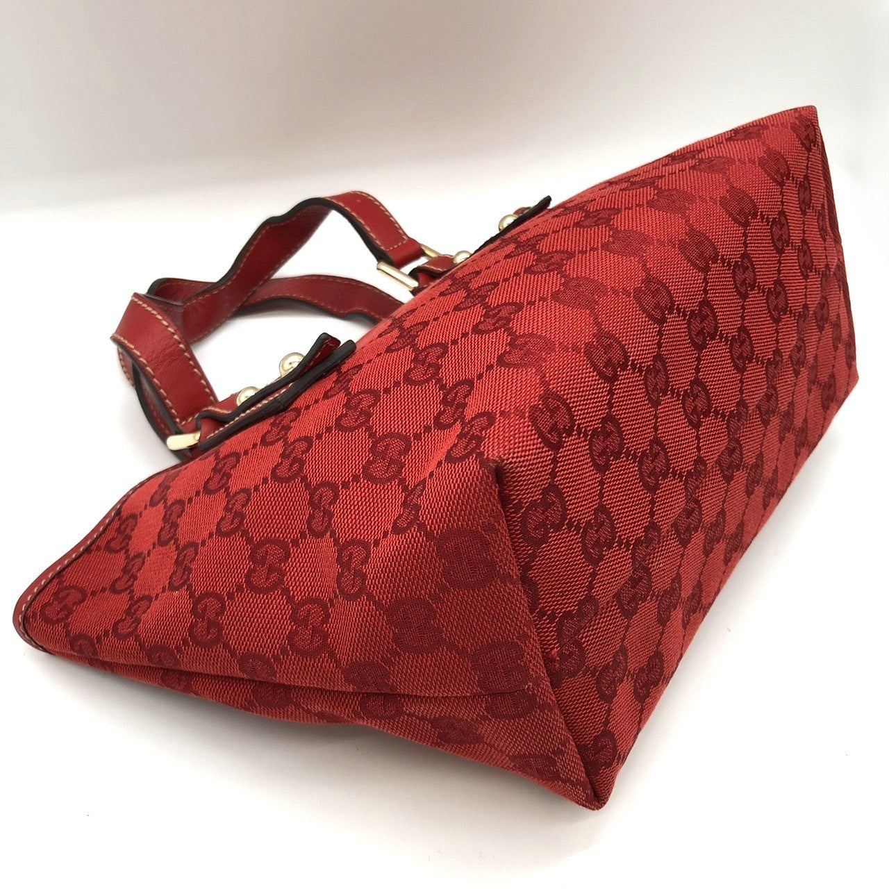 Gucci 257249 Handbag Mini Bag Small Red GG Canvas/Leather PRE-OWNED