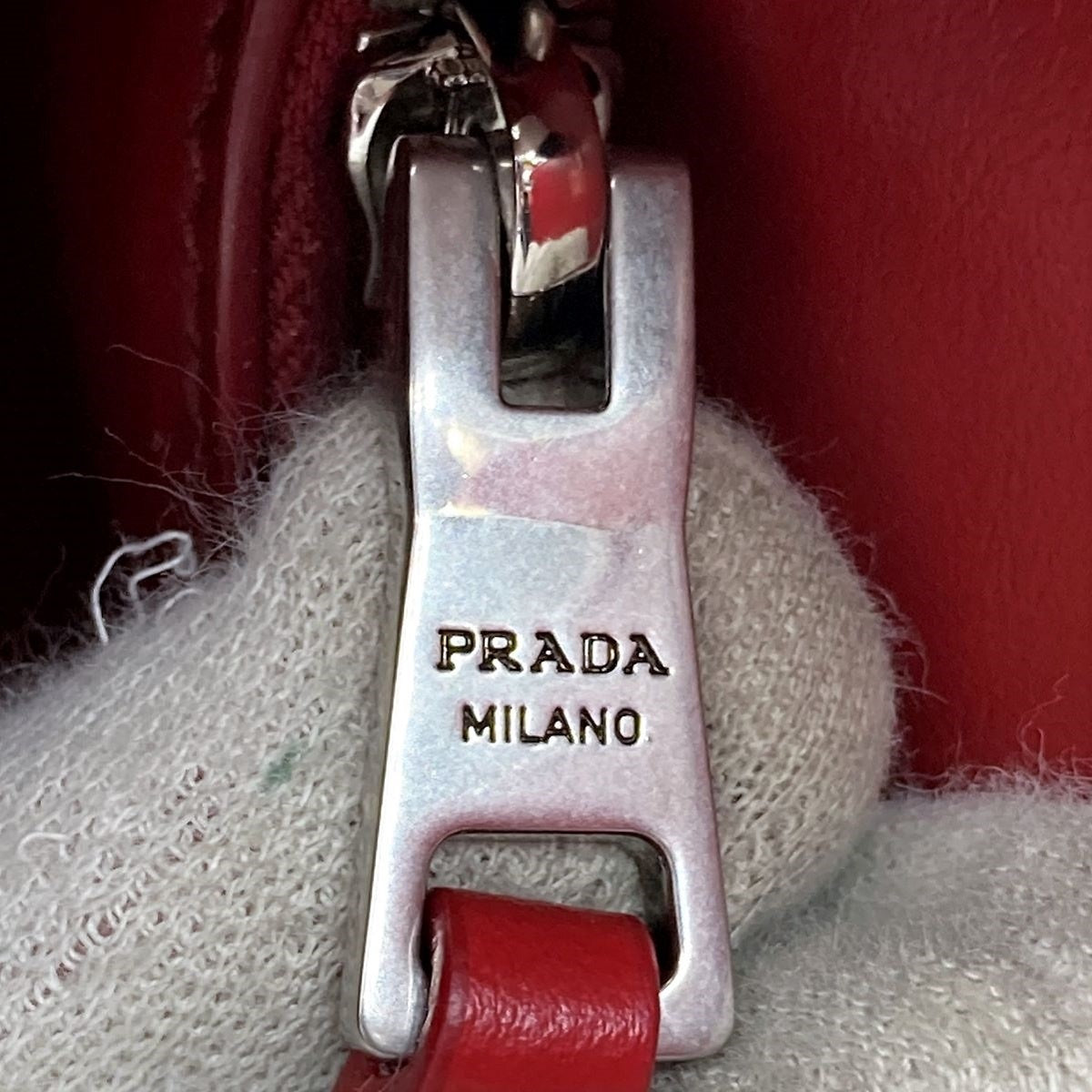 [CLEARANCE]Prada Diagram Chain Shoulder Bag in Red Leather with Mini Pouch (Mirror) PRE-OWNED