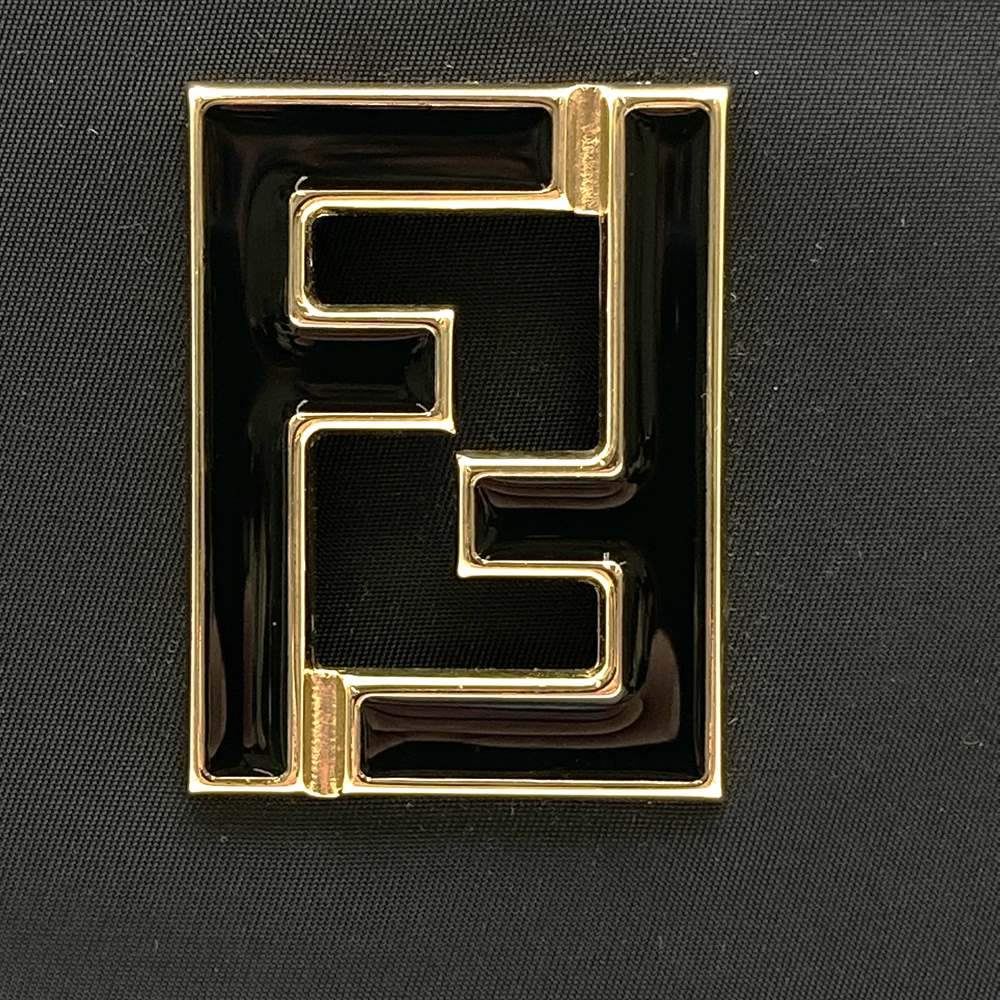 Fendi 06 11 15328 982 FF Logo Shoulder Bag Nylon/Leather Black Pre-owned