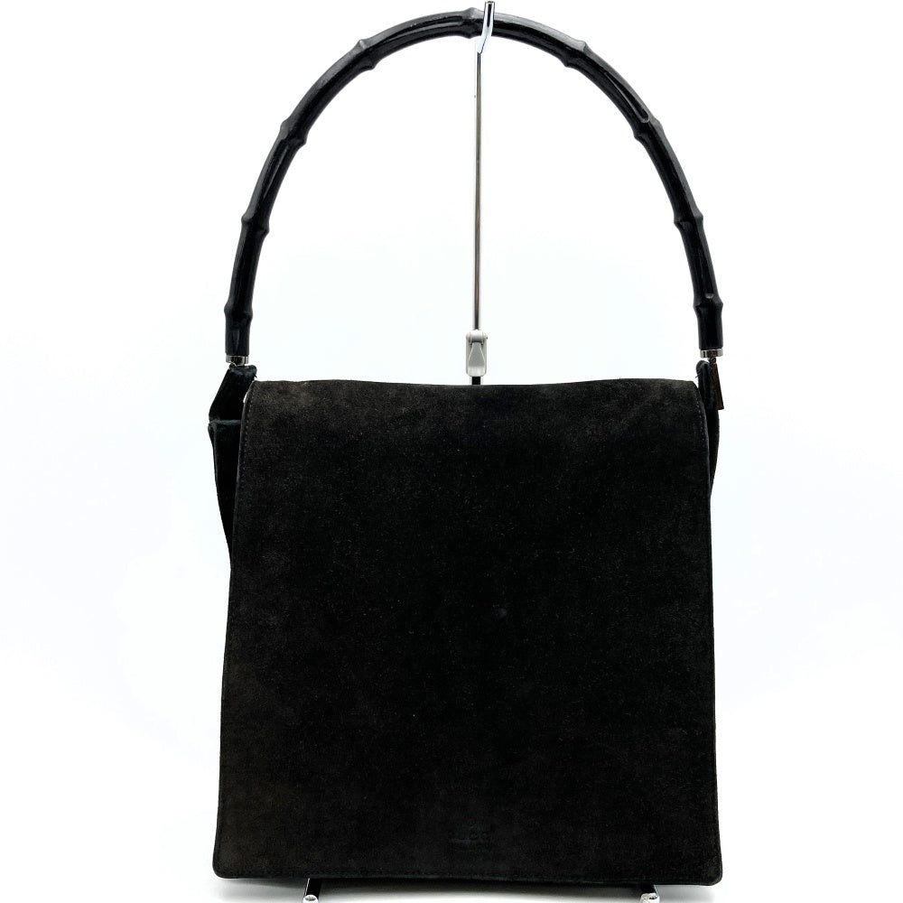 Gucci Bamboo Handbag/Shoulder Bag Suede Black Pre-owned