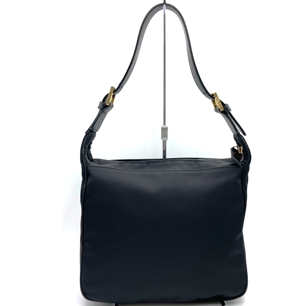 Fendi 06 11 15328 982 FF Logo Shoulder Bag Nylon/Leather Black Pre-owned