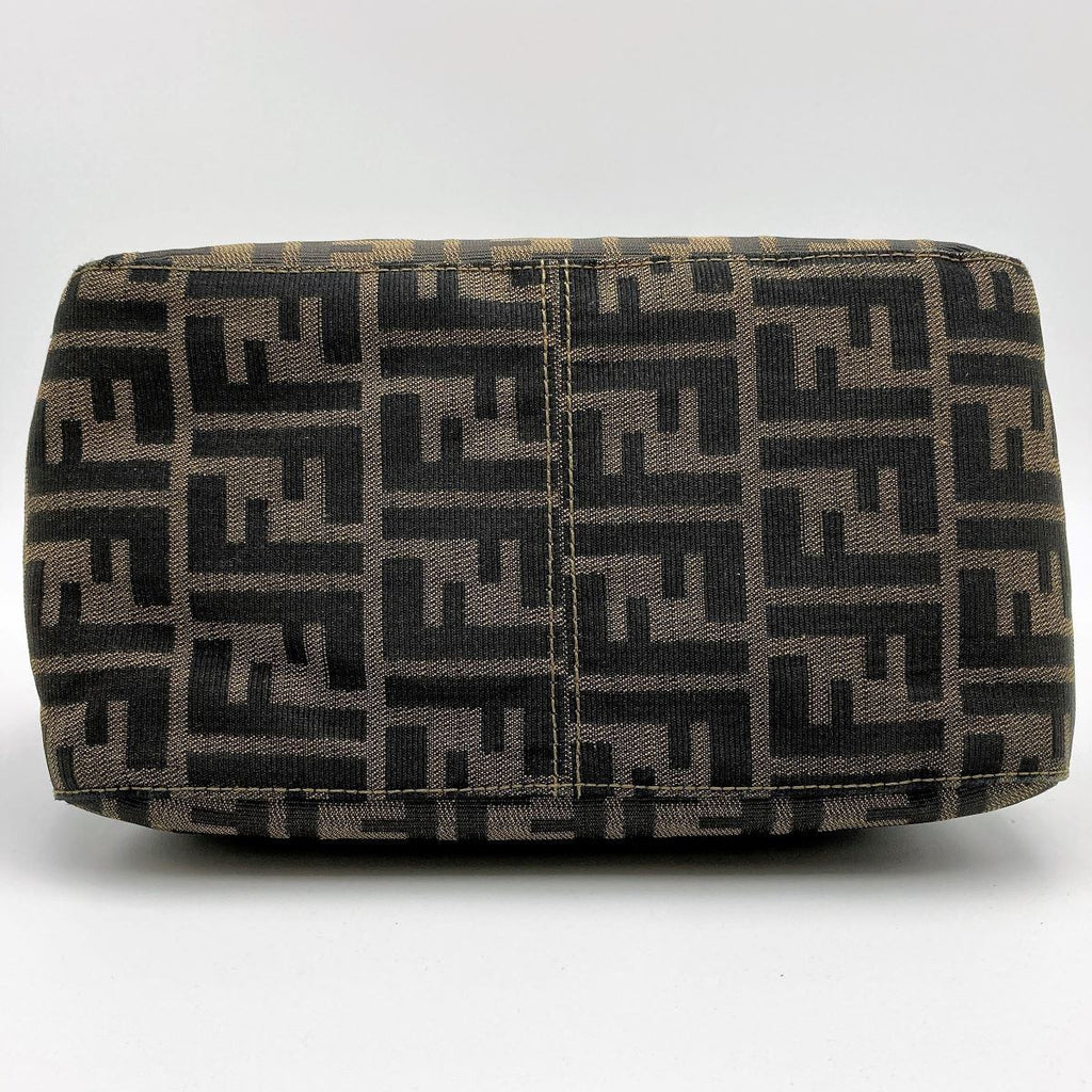 Fendi Mamma Bucket handbag in brown nylon Zucca with gold hardware PRE-OWNED