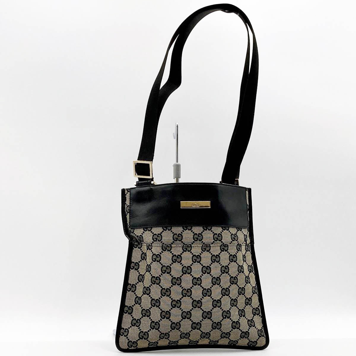 Gucci 019 0348 Shoulder Bag GG Canvas Black Pre-owned