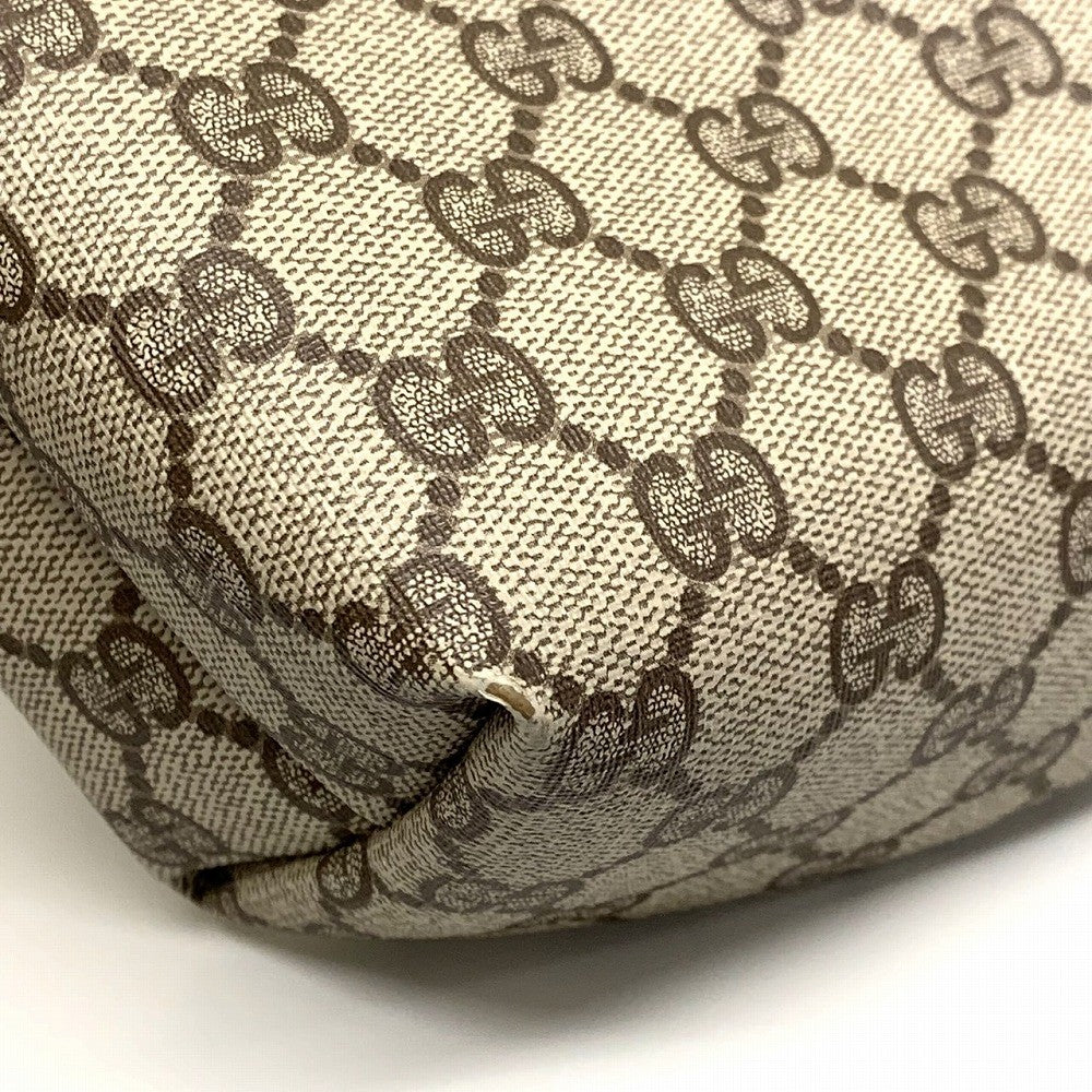 Old Gucci 39 02 003 Large Tote/Shoulder Bag, Sherry Line, GG, PVC/Leather, Brown PRE-OWNED