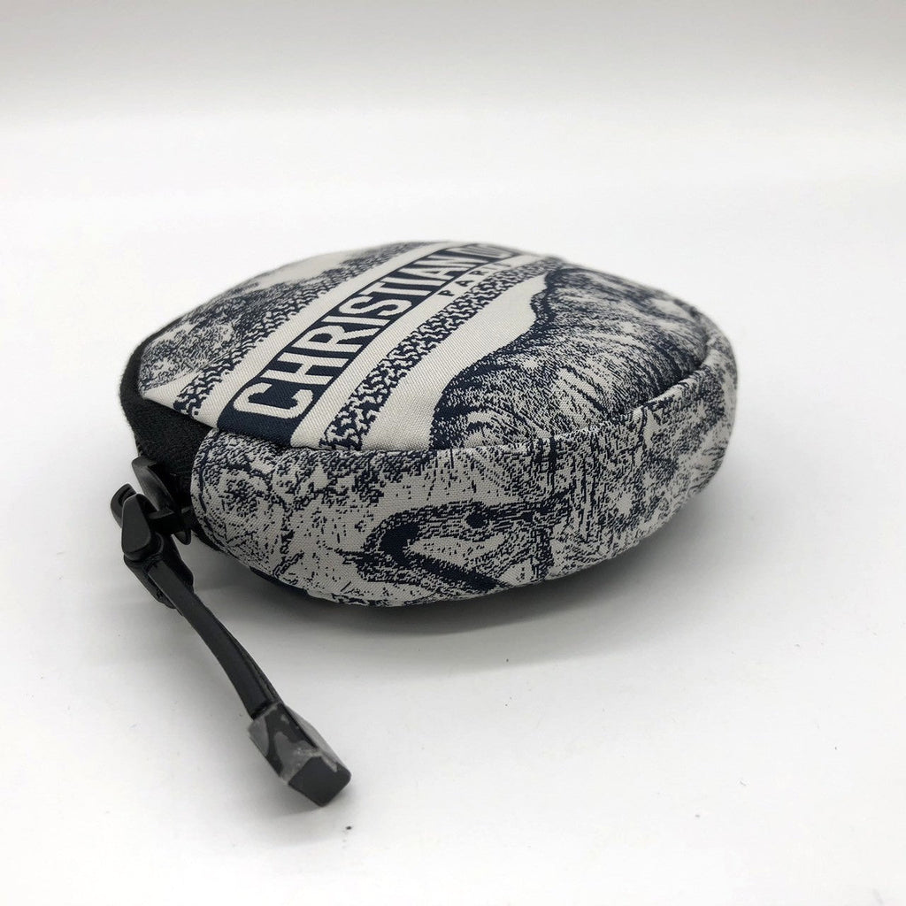 Christian Dior coin case in white/blue with tiger print on fabric PRE-OWNED