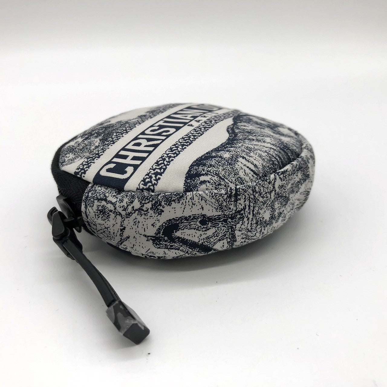 Christian Dior coin case in white/blue with tiger print on fabric PRE-OWNED