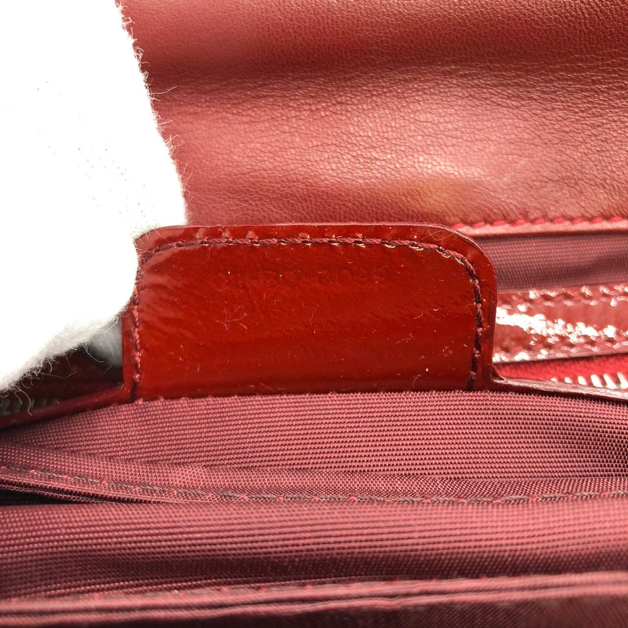 Dior Cannage Chain Shoulder Bag Handbag Red Enamel/Leather PRE-OWNED