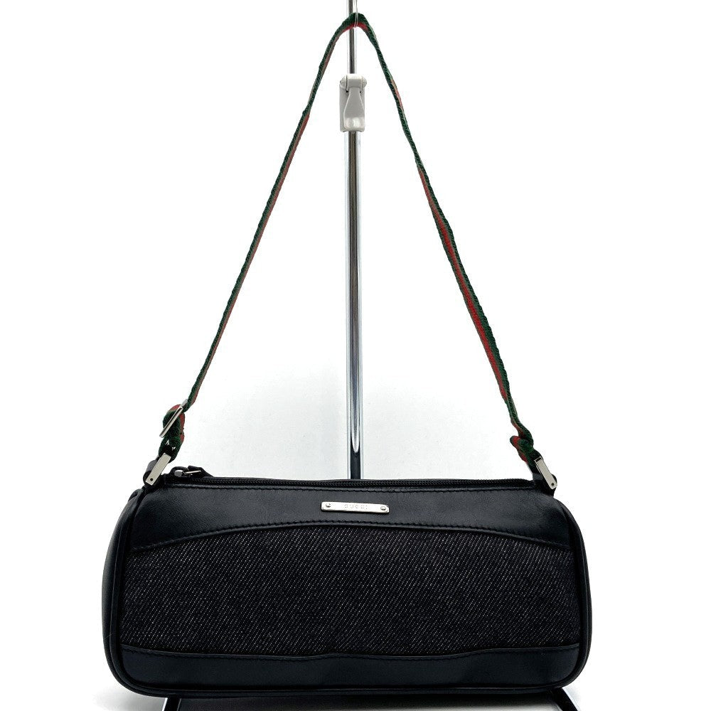 Gucci 92820 Pouch Handbag Black Canvas Sherry Line Brand Name PRE-OWNED